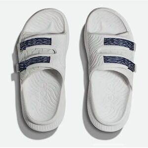 HOKA Ora Luxe Recovery Slide Sandals in Blue/White Size 13M